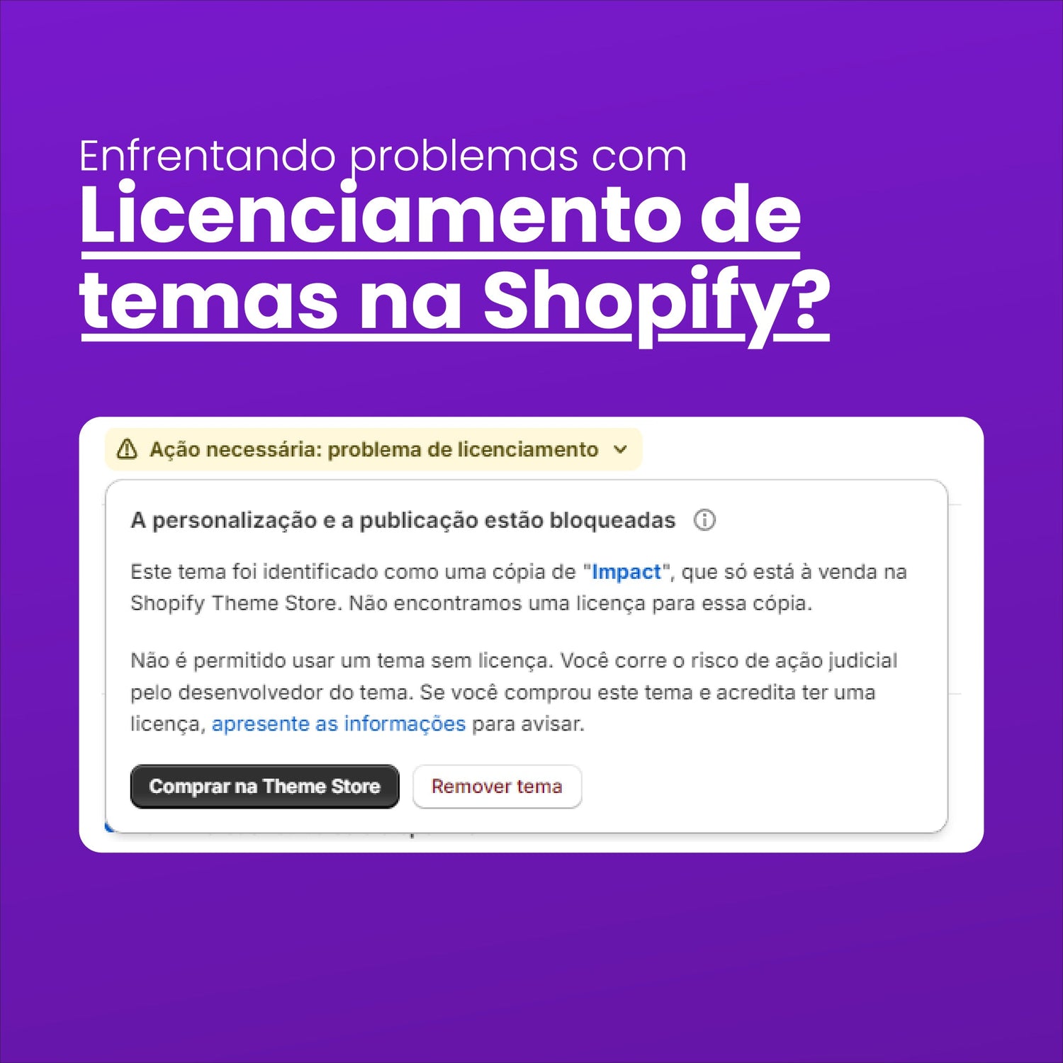 ERRO AÇÃO NECESSÁRIA: PROBLEMA DE LICENCIAMENTO SHOPIFY 2025